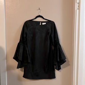 Laundry by Shelli Segal LA Black Jacquard Bell Sleeve Vintage Gothic Dress 4